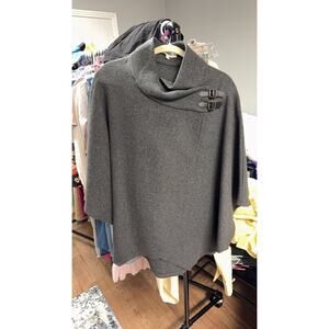 Ripe Gray Wool Blend Poncho with Buckle Detail